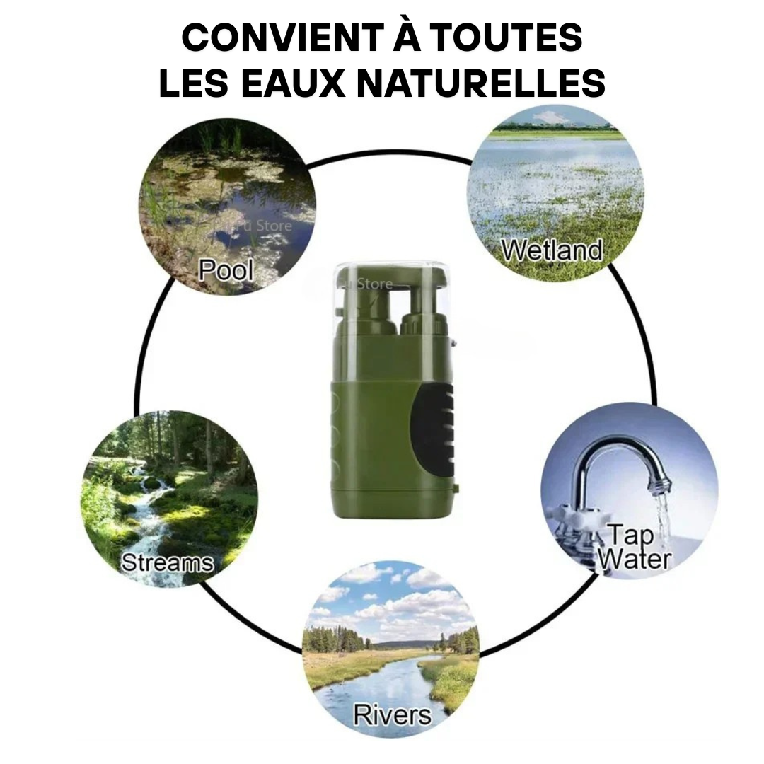 3 en 1 Filtre à eau portable, Essentiel en situation d'urgence